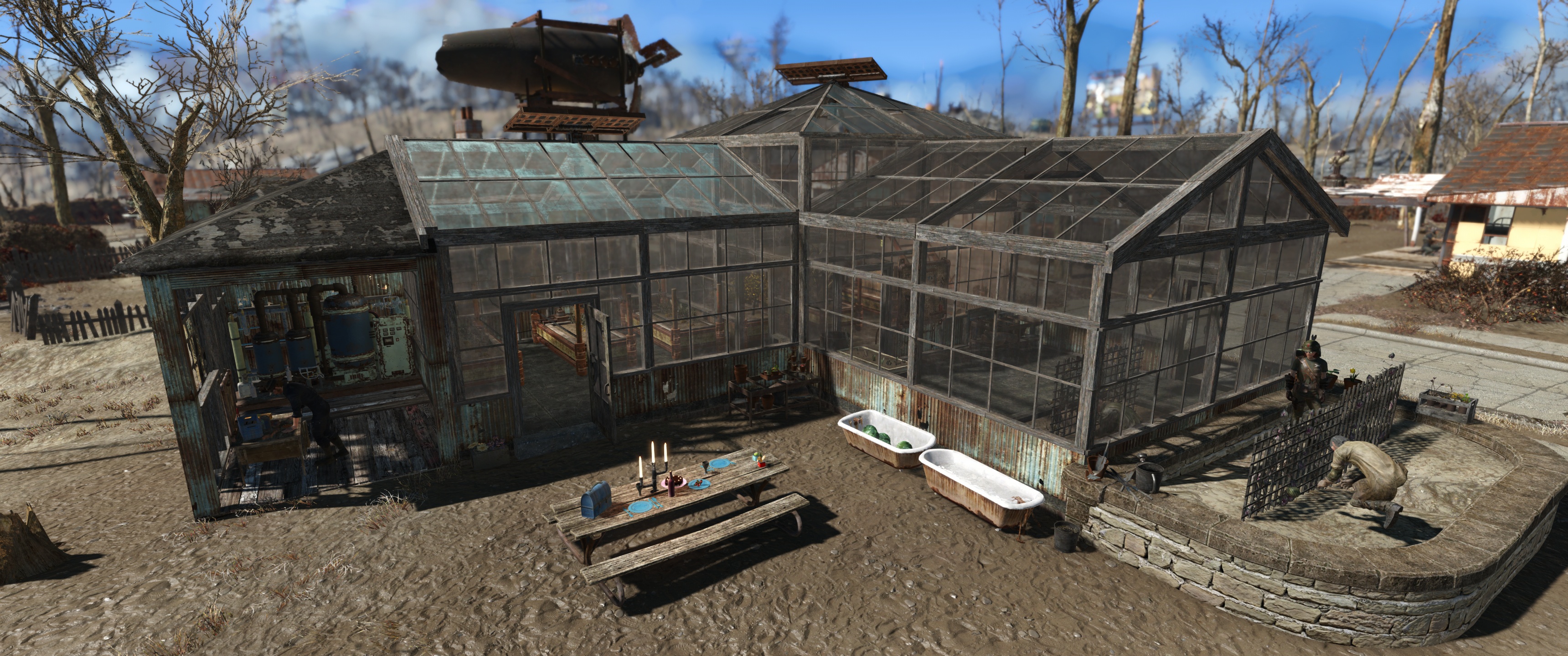 Large Greenhouse of the Fallout 4 mod Crysss Greenhouses with Horizon 1.8